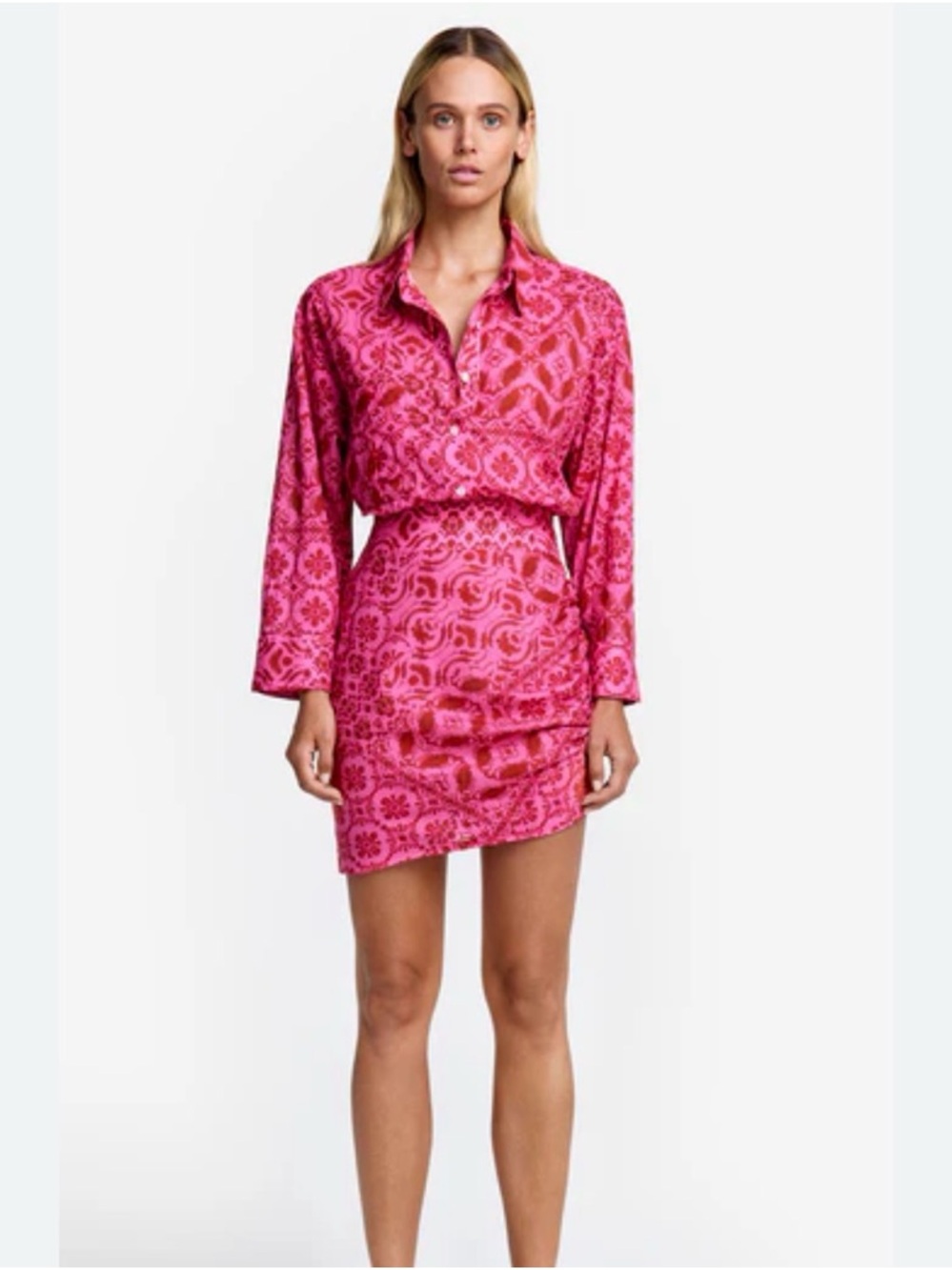 SMYTHE Mini Shirt Dress in Raspberry Pink